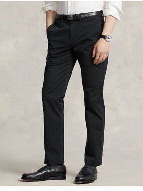Ralph Lauren Polo Men's Black Chino Stretch Straight Fit Pants 36x32